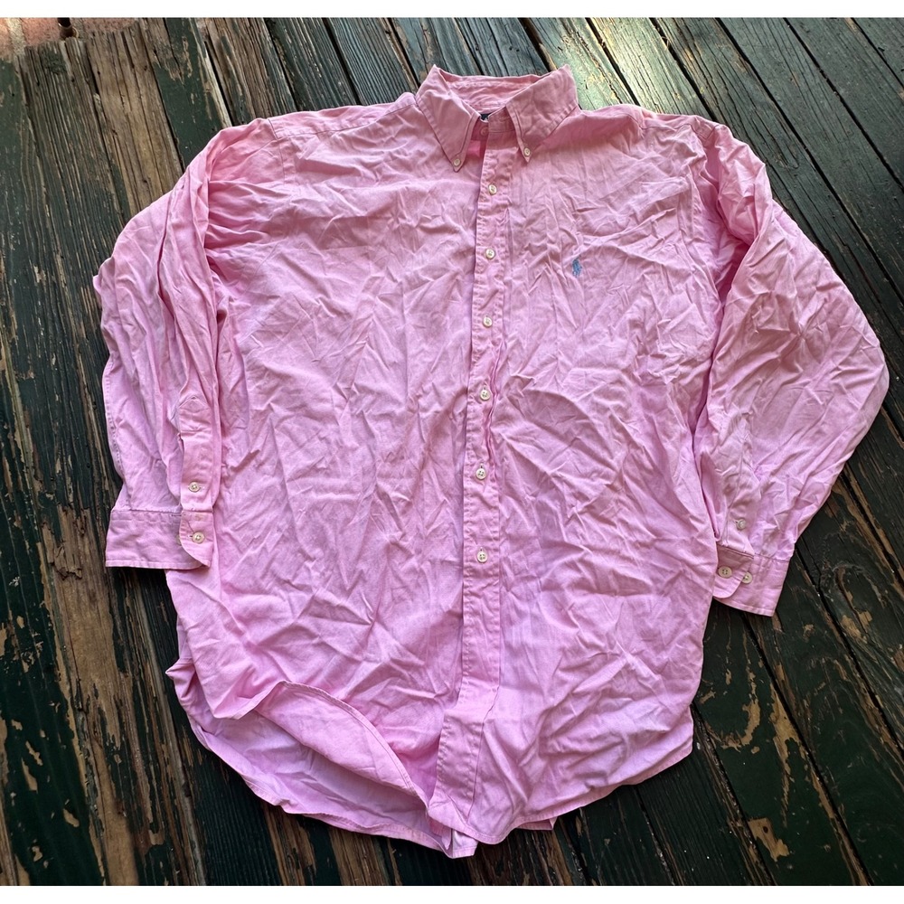 Ralph Lauren Classic Fit Pink Oxford Button Down Shirt Mens 17.5 34/35